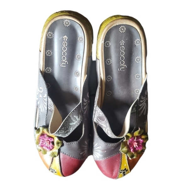 SOCOFY Multicoloured Floral Mules/Clogs - Picture 3 of 11